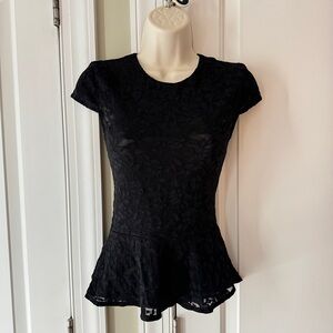Moda International XS Black Lace Peplum Blouse
